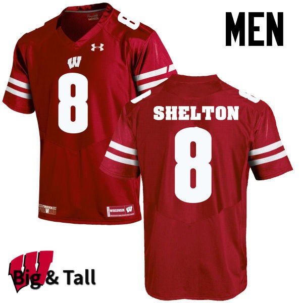 Wisconsin Badgers Men's #8 Sojourn Shelton NCAA Under Armour Authentic Red Big & Tall College Stitched Football Jersey KA40N83VD